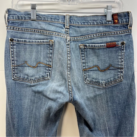 7 For All Mankind Jeans Womens Sz 29/31 Straight Leg Cotton Blend Denim Blue - Picture 6 of 6
